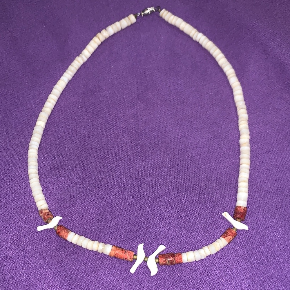 Vintage Fetish bird Shell 🐚Beaded Necklace